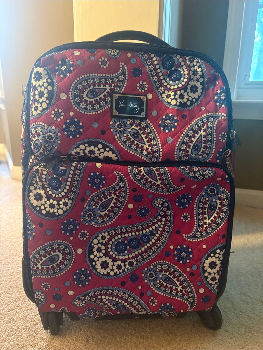 Vera Bradley Quilted Paisley Carry-On - Red & Navy